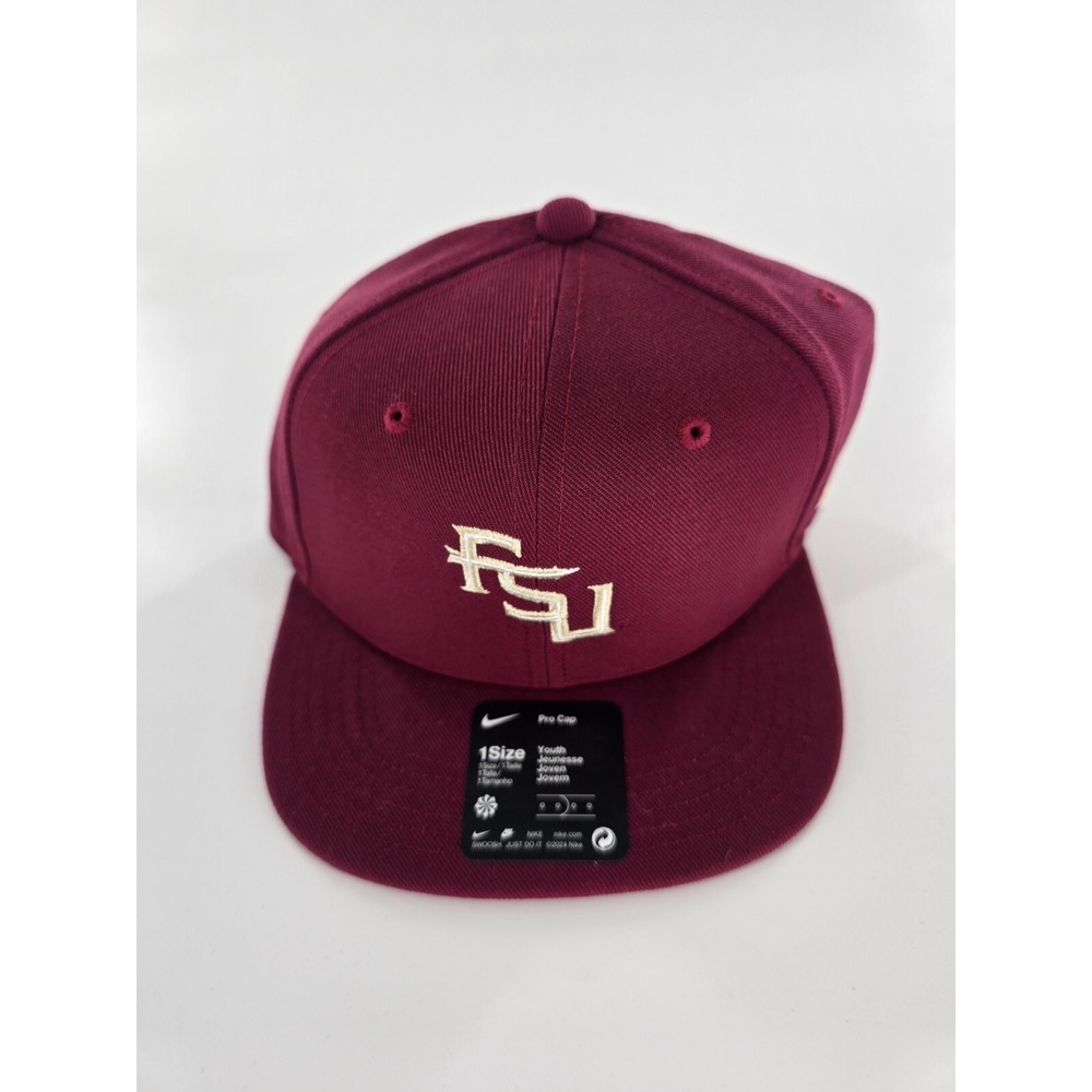 Nike Florida State FSU Pro Cap Youth One Size Team Issued Crimson Flatbill Hat